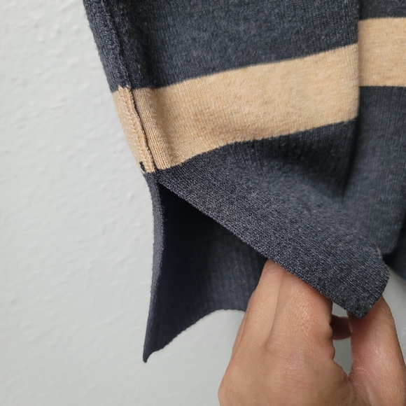 Free People Coastal Stripe Half Zip Pullover, Size Large, Carbon Camel Combo - Picture 6 of 10